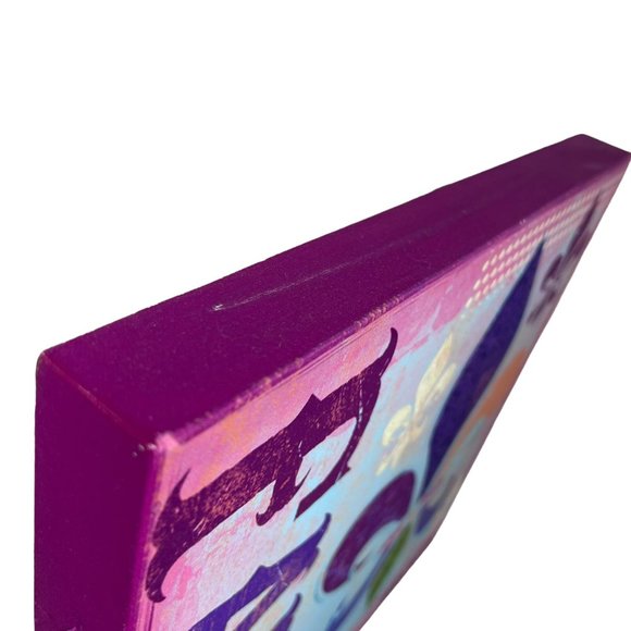 Fleur de Lis Faith Believe Stretched Canvas Girls Room Decor Pink Purple 16 in - Picture 3 of 8